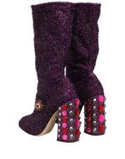 Purple Crystal Lurex Fantasy High Boots Shoes