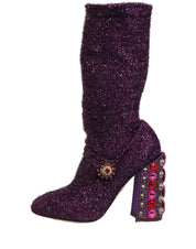 Purple Crystal Lurex Fantasy High Boots Shoes