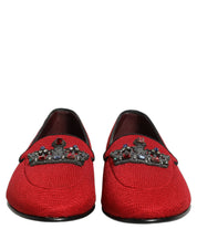 Red Crown Embellished Dress Loafers Shoes