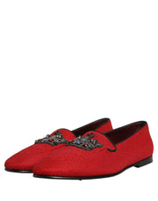 Red Crown Embellished Dress Loafers Shoes
