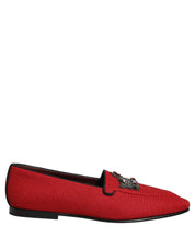 Dolce & Gabbana Red Crown Embellished Dress Loafers Shoes