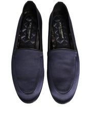 Navy Blue Satin DG Logo Dress Loafers Shoes