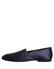 Navy Blue Satin DG Logo Dress Loafers Shoes
