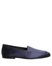 Navy Blue Satin DG Logo Dress Loafers Shoes