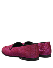 Pink Glitter Lurex Logo Dress Loafers Shoes