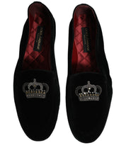 Black Crown Embellished Dress Loafers Shoes