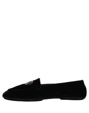 Black Crown Embellished Dress Loafers Shoes