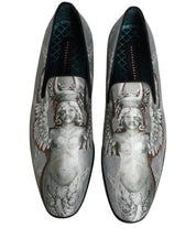 Gray Baroque Angel Velvet Men Loafers Shoes