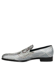 Gray Baroque Angel Velvet Men Loafers Shoes