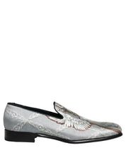 Gray Baroque Angel Velvet Men Loafers Shoes