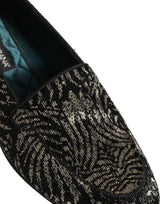Black Silver Embellished Dress Loafers Shoes