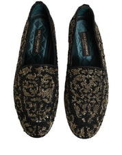 Black Gold Embellished Dress Loafers Shoes