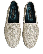 White Velvet Embroidered Dress Loafers Shoes