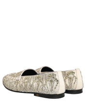 White Velvet Embroidered Dress Loafers Shoes