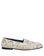 White Velvet Embroidered Dress Loafers Shoes