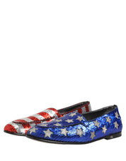 Multicolor Flag Sequin Dress Loafers Shoes