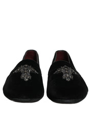 Black Suede Embellished Dress Loafers Shoes