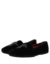 Black Suede Embellished Dress Loafers Shoes