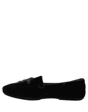 Black Suede Embellished Dress Loafers Shoes