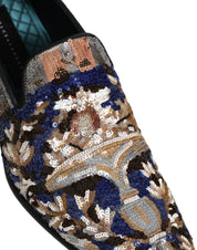 Multicolor Embroidered Sequin Loafers Shoes