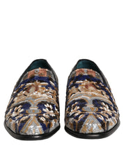 Multicolor Embroidered Sequin Loafers Shoes