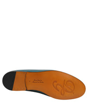 Blue Leather Logo Slip On Men Loafers Shoes