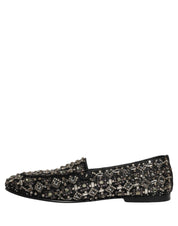 Silver Leather Logo Slip On Loafers Shoes