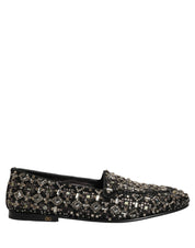 Silver Leather Logo Slip On Loafers Shoes