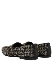 Black Crystal Embellished Dress Loafers Shoes