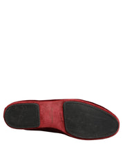 Maroon Velvet Slip On Men Flats Loafers Shoes