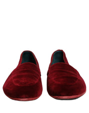 Maroon Velvet Slip On Men Flats Loafers Shoes