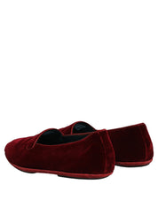 Maroon Velvet Slip On Men Flats Loafers Shoes