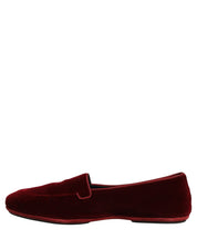 Maroon Velvet Slip On Men Flats Loafers Shoes