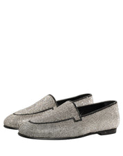 Silver Crystal Embellished Men Loafers Shoes