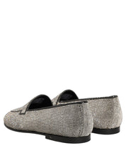 Silver Crystal Embellished Men Loafers Shoes