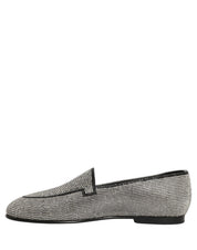 Silver Crystal Embellished Men Loafers Shoes