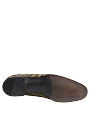 Gold Brocade Slip On Men Dress Loafers Shoes