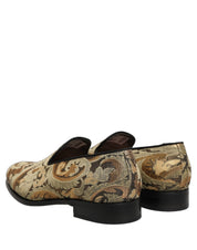 Gold Brocade Slip On Men Dress Loafers Shoes