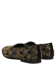 Black Gold Embellished Dress Loafers Shoes