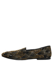 Black Gold Embellished Dress Loafers Shoes