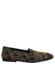 Black Gold Embellished Dress Loafers Shoes