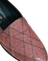 Pink Check Glitter Lurex Logo Loafers Shoes
