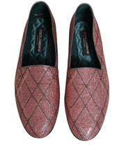 Pink Check Glitter Lurex Logo Loafers Shoes