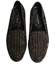 Black Gold Sequined Men Dress Loafers Shoes