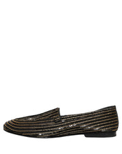 Black Gold Sequined Men Dress Loafers Shoes