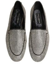 Silver Crystal Embellished Men Loafers Shoes
