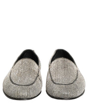 Silver Crystal Embellished Men Loafers Shoes
