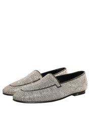 Silver Crystal Embellished Men Loafers Shoes