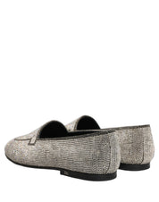 Silver Crystal Embellished Men Loafers Shoes