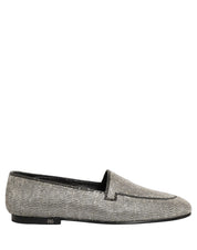 Silver Crystal Embellished Men Loafers Shoes